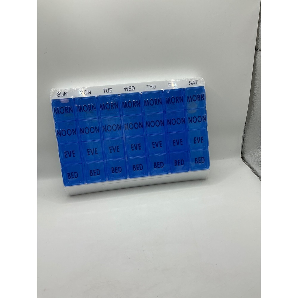 Apex Medi Tray 7 Day Pill Organizer 4 Times a Day AM PM Blue 70027L New